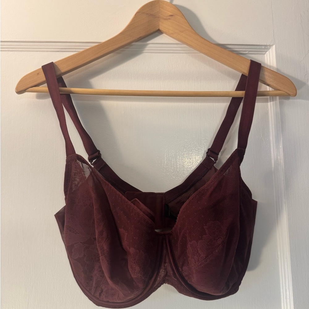 UnderStance Lace Underwire Bra 30H - Deep Burgundy